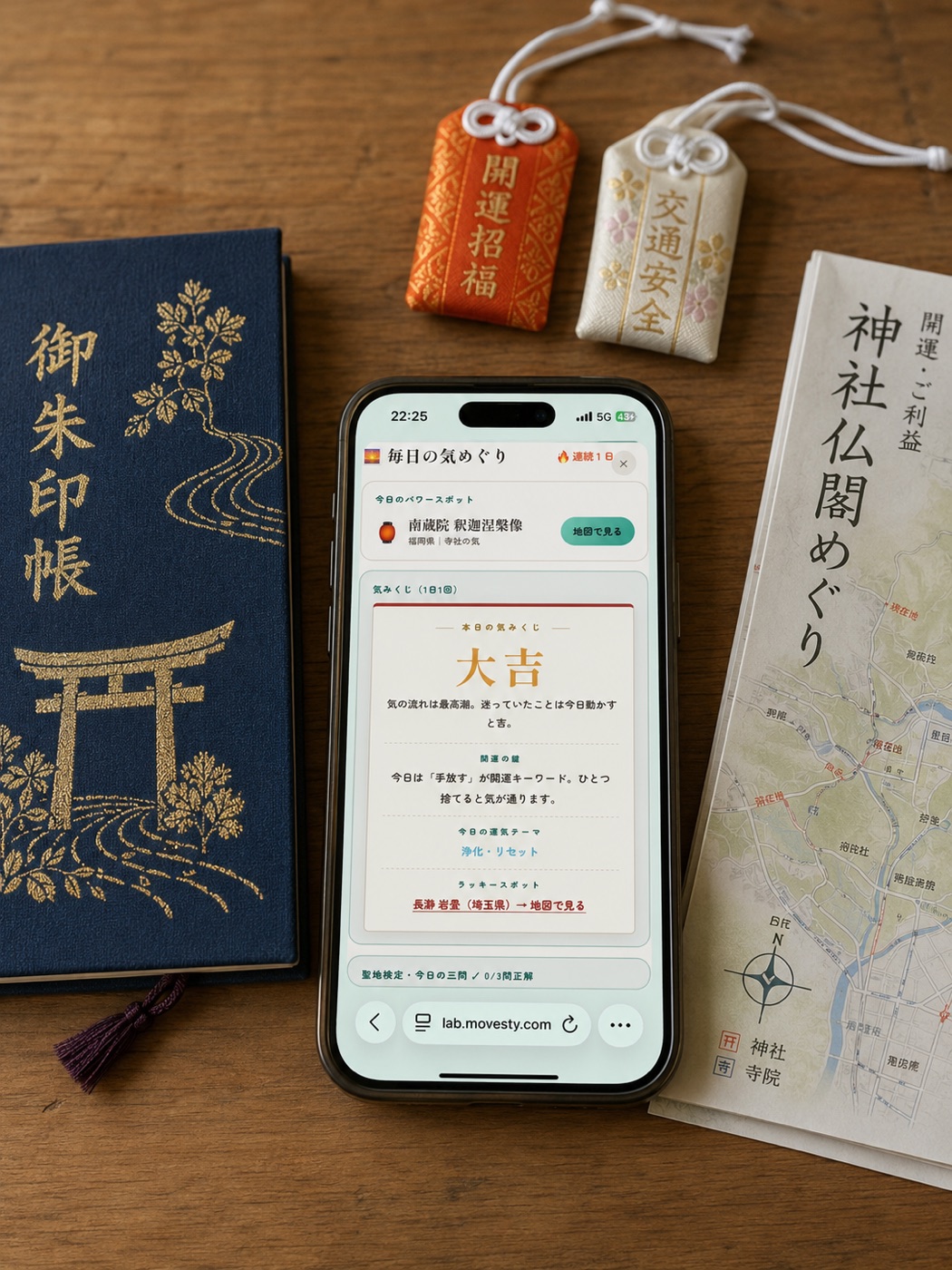 御朱印帳とお守りと気みくじ
